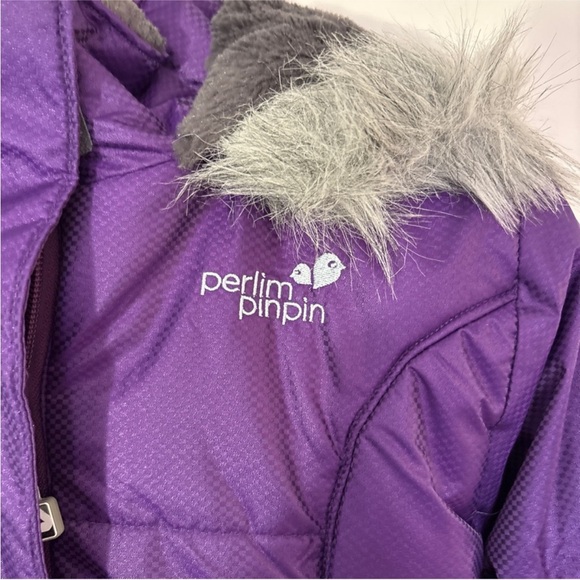 Kids' Long Purple Puffer Coat with Faux Fur Trim by Carter's - Picture 3 of 9